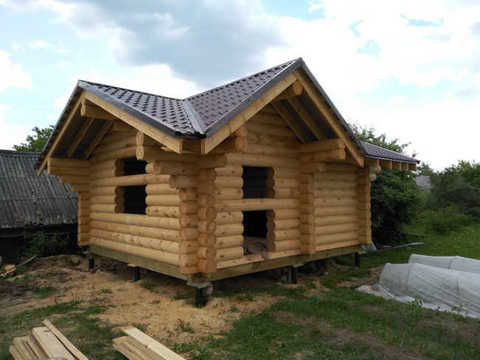 Фото сборки проекта Строительство: Баня 5 х 5 из сруба