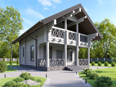 Коттедж-дом из оцилиндрованного бревна 7 на 11