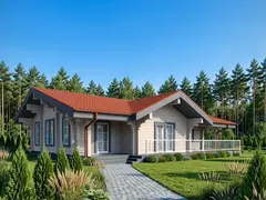 Одноэтажный дом из бруса 10х12: 3 спальни