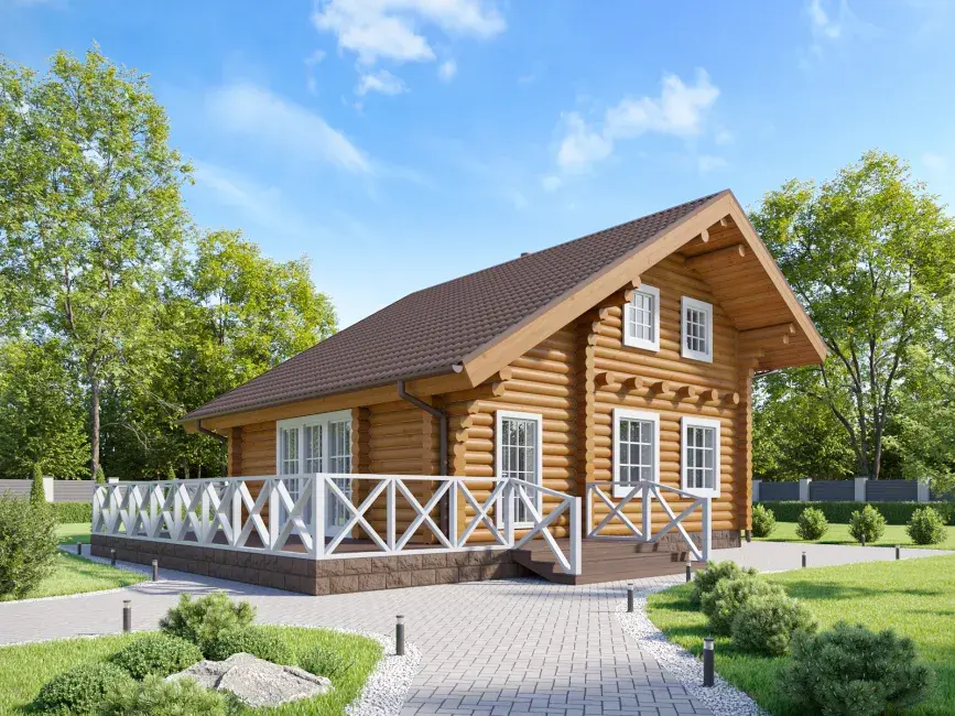 108м&sup2; баня с гостевыми комнатами на первом этаже и на мансарде, современный проект бани из сруба с небольшой мансардой&nbsp;1531&nbsp;