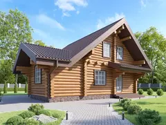 Деревянные дома из бревна с эркером в гостиной