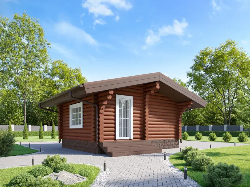 21м&sup2; парная, моечная, комната отдыха без веранды с двускатной крышей проект 1476