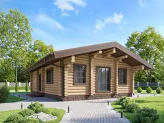 Деревянная баня с двумя комнатами-спальнями