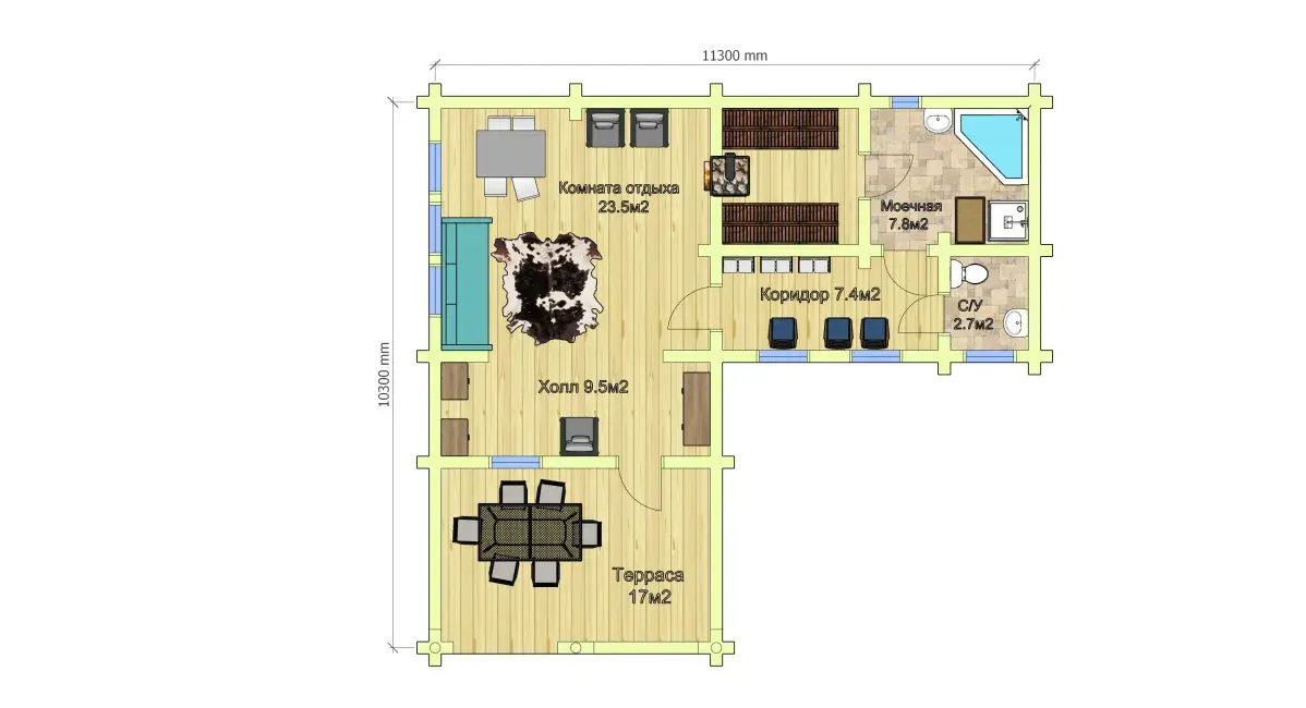 план первого этажа Дом-баня из бревна план первого этажа