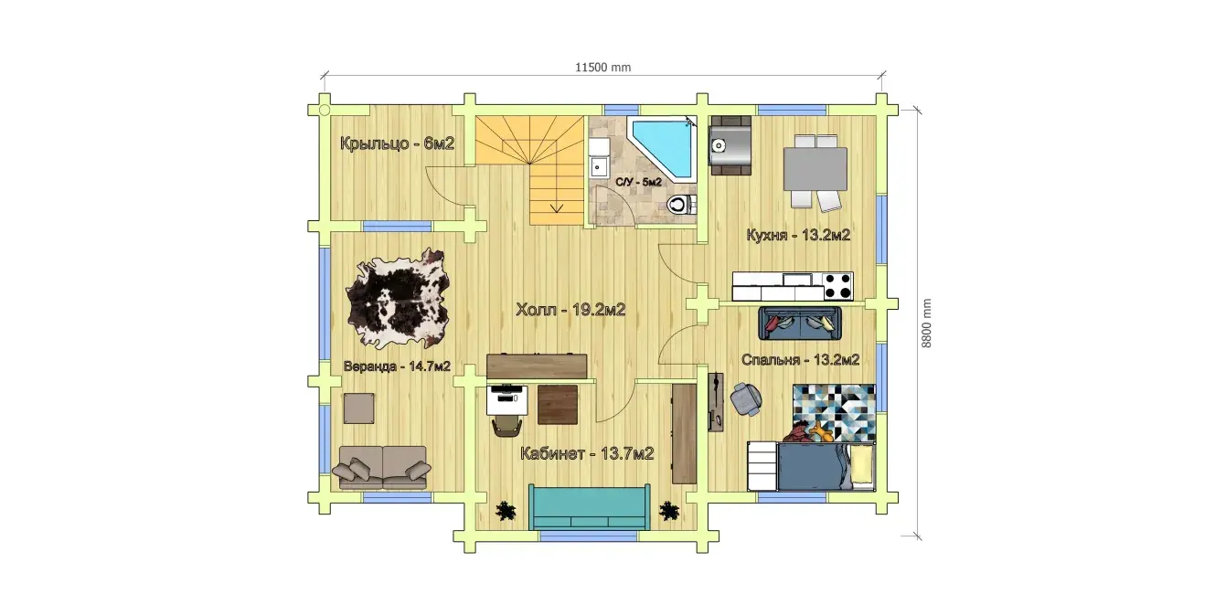 план первого этажа Бревенчатые дома с пятью спальнями план первого этажа
