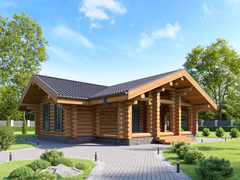 Изба-баня с террасой 10 х 12 одноэтажная