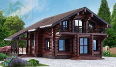 Проект и дом из бревна в стиле шале