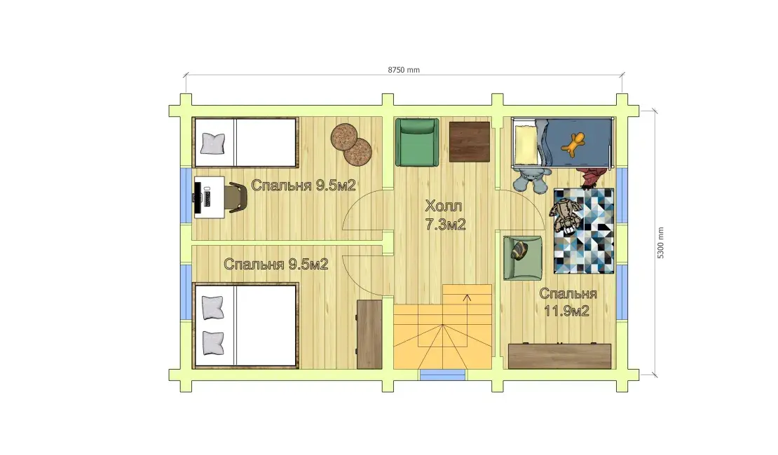 план мансарды Дома-срубы 9 х 8 план мансарды