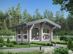 Квадратная одноэтажная беседка 5 х 5 из бревна