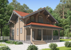 Загородные дома 8х10 с мансардой из бревна #902
