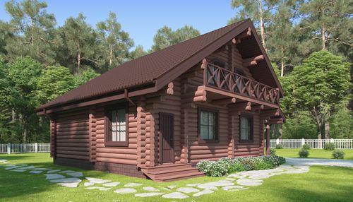 Сруб-дом деревянный с котельной и мансардой