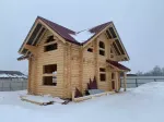 #1291  сборка дома из бревна сруба в феврале 2023