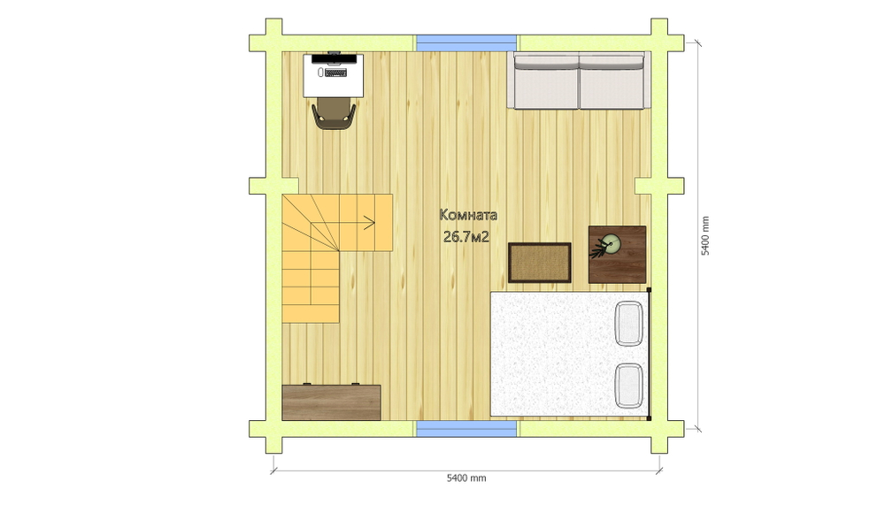 План мансарды дома 6х9 #1132