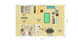 План первого этажа коттеджа из дерева #491