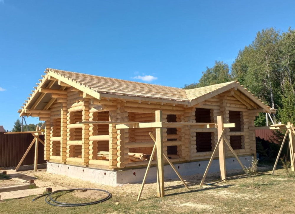 баня #1244 собрана под постоянные стропила