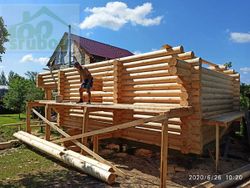 сборка бани из бревна #1009