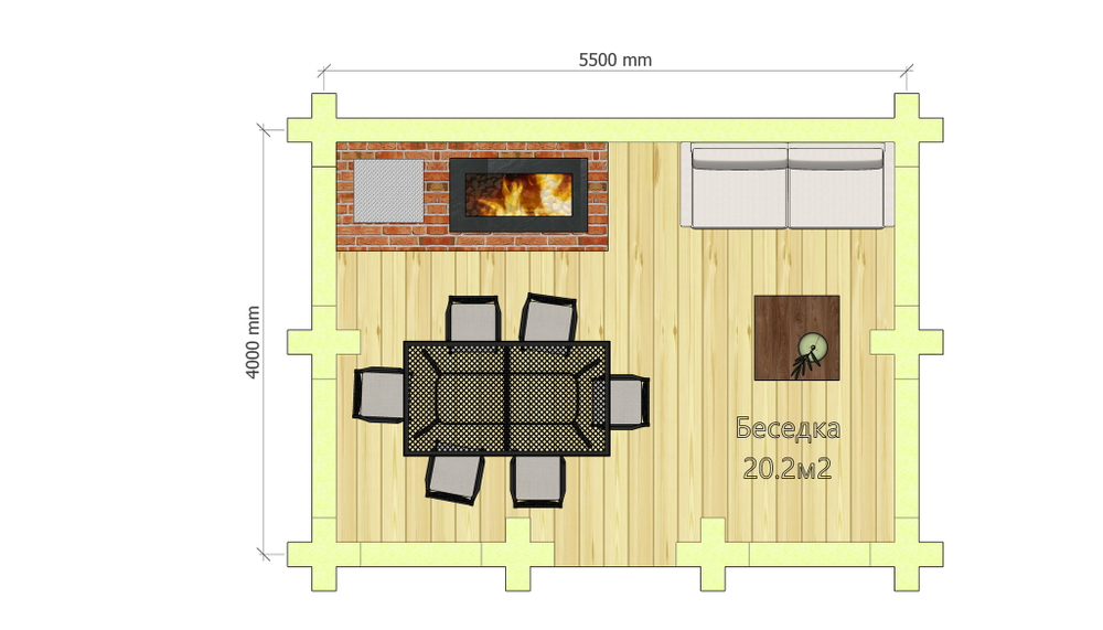 Одноэтажные беседки 4,5х6