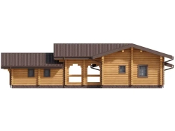 Дом-дуплекс из бревна одноэтажный