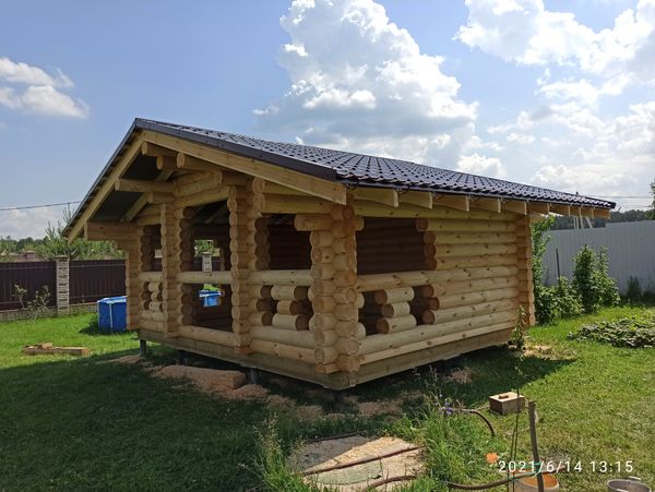 беседка #1161 из оцилиндрованного бревна, июнь 2021