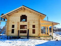 #1224 сборка сруба из бревна 280мм в марте 2022