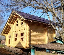 Баня 1531 с мансардой в апреле 2025 года. Бревно 240мм