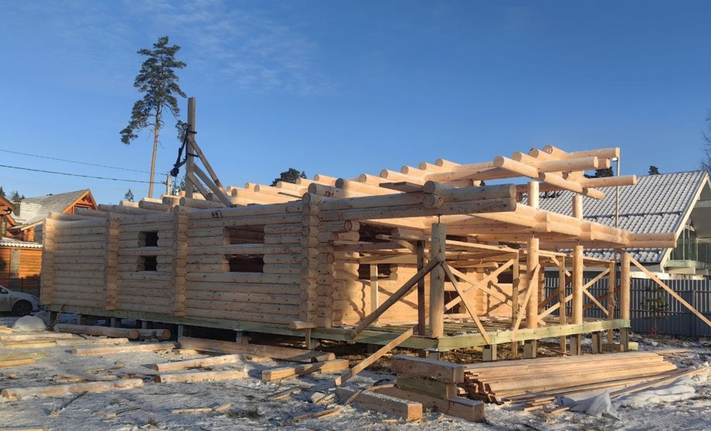 Дом из бревна 240мм #1590 в декабре 2025 года