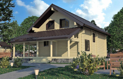 Визуализация дома из бревна оцилиндрованного #701