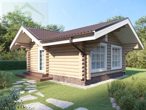 Баня из бревна с панорамными окнами