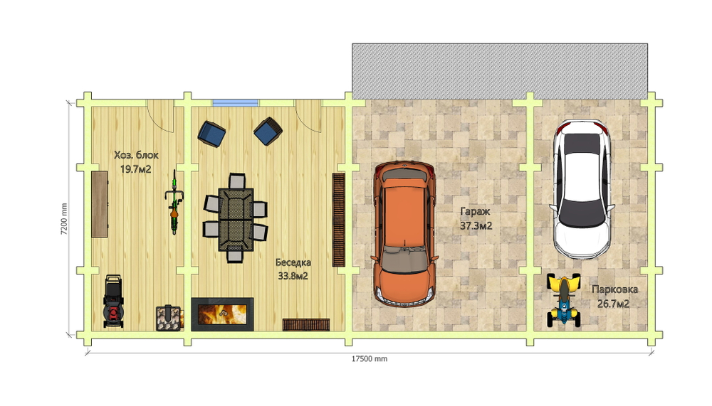 план гаража из бревна