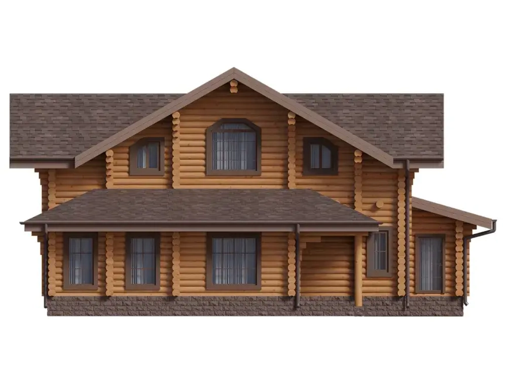 Деревянный дом с террасой и мансардой