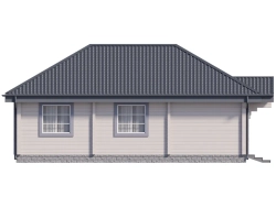 Одноэтажный дом из бруса с вальмовой крышей: 3 спальни