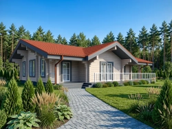 Одноэтажный дом из бруса 10х12: 3 спальни