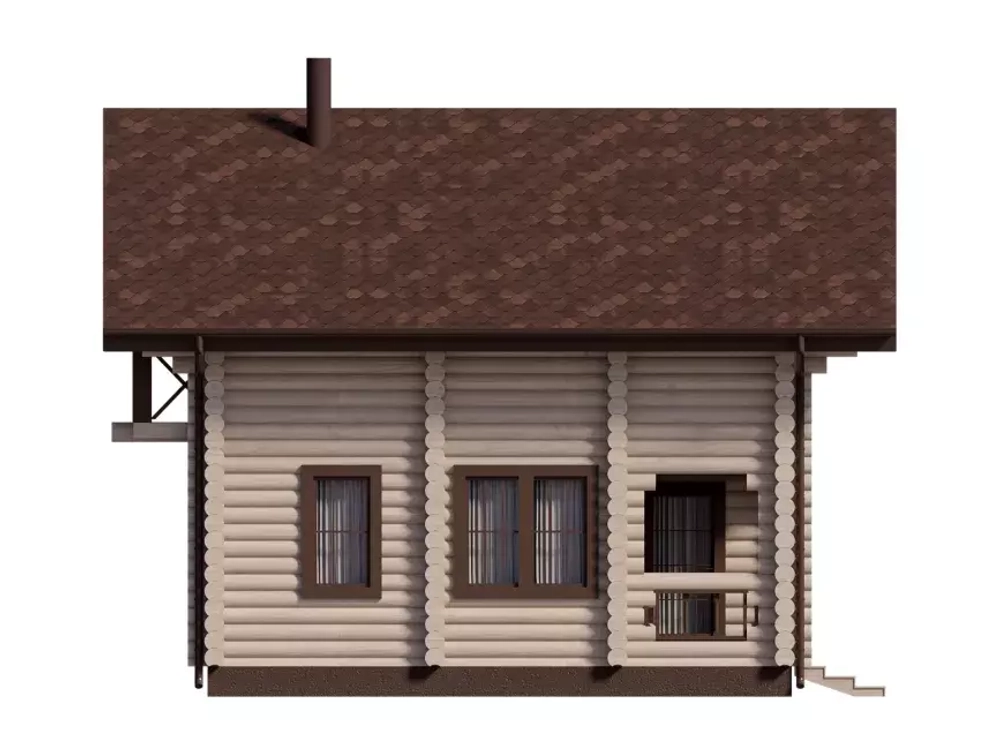 Дом-баня из бревна сруба 8 х9 с мансардой и балконом