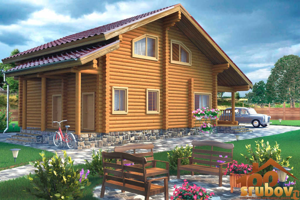 Дома-коттеджи из бревна срубов северного леса