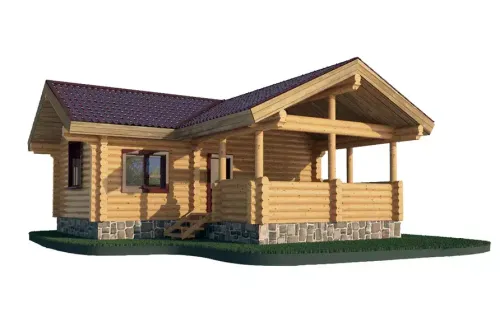 Дом с террасой и сауной из сруба