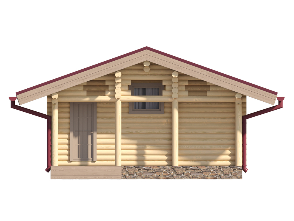 Домик-мастерская-кухня-беседка из бревна с дровником и террасой под одной крышей