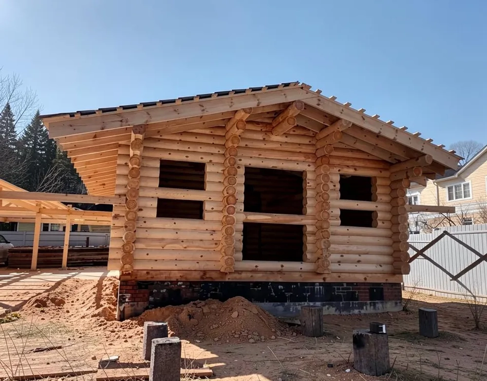 #1436 сборка сруба в марте 2024