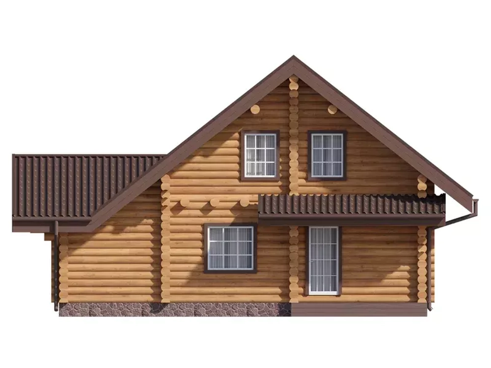 Деревянные дома из бревна с эркером в гостиной