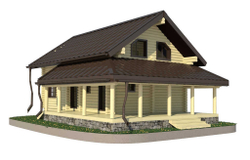 Визуализация дома-сруба из бревна оцилиндрованного #701