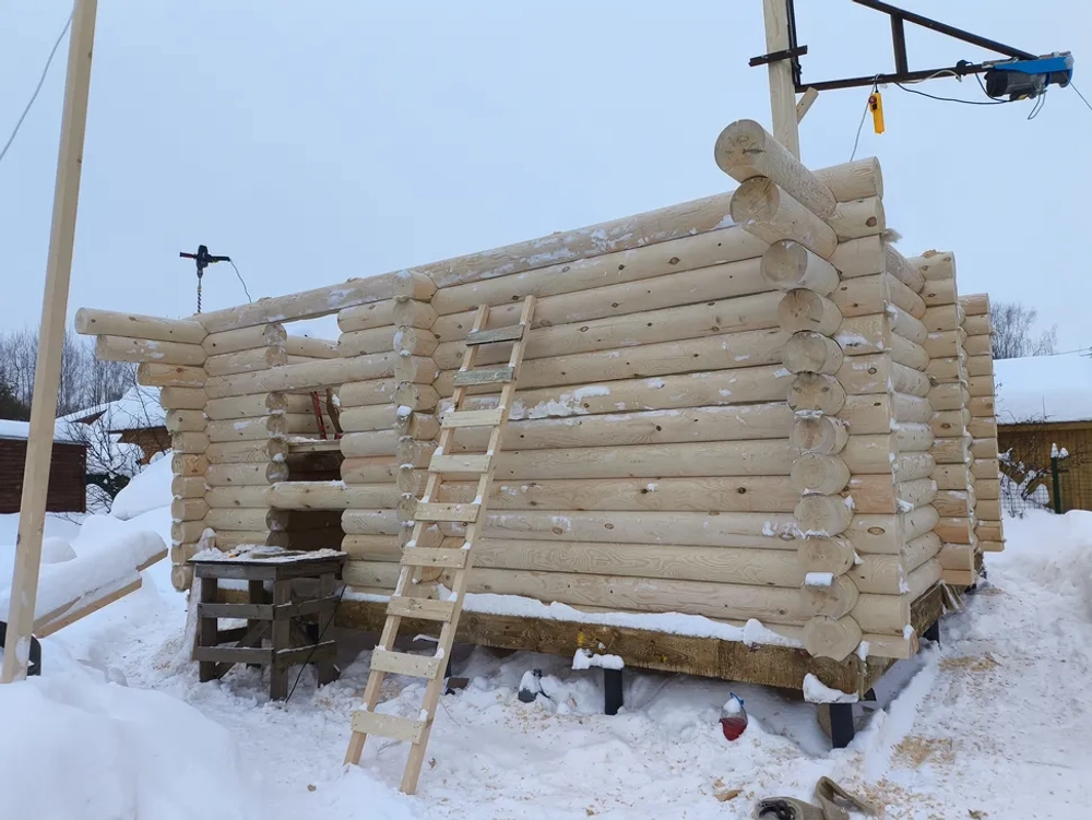 Баня #1476 в бревне 220мм в январе 2026
