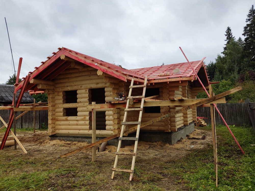 сборка сруба бани с купелью #1290, сентябрь 2022