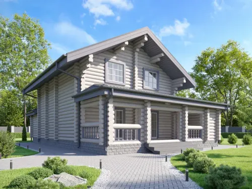 Дома с верандами из бревна