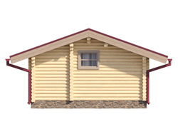 Домик-мастерская-кухня-беседка из бревна с дровником и террасой под одной крышей