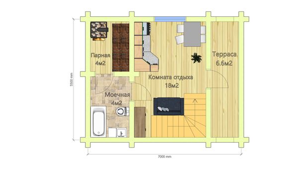 План 1 этажа, размеры в осях