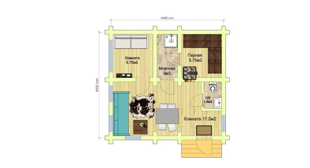 Современная баня с двумя комнатами