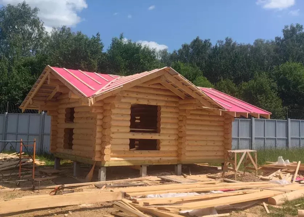 #1361 сборка бани под временные стропила