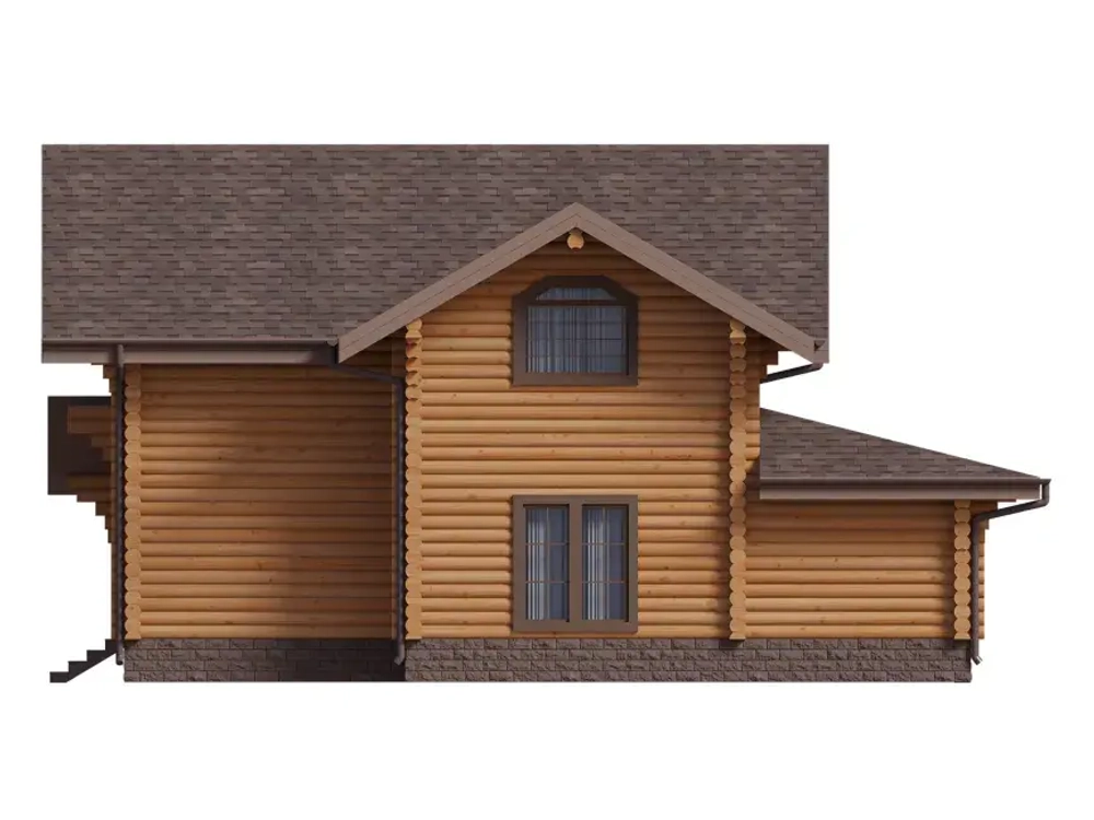 Деревянный дом с террасой и мансардой