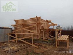Банька 958 из зимнего леса: сборка под постоянные стропила
