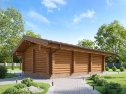 Дом-баня из бревна с барбекю