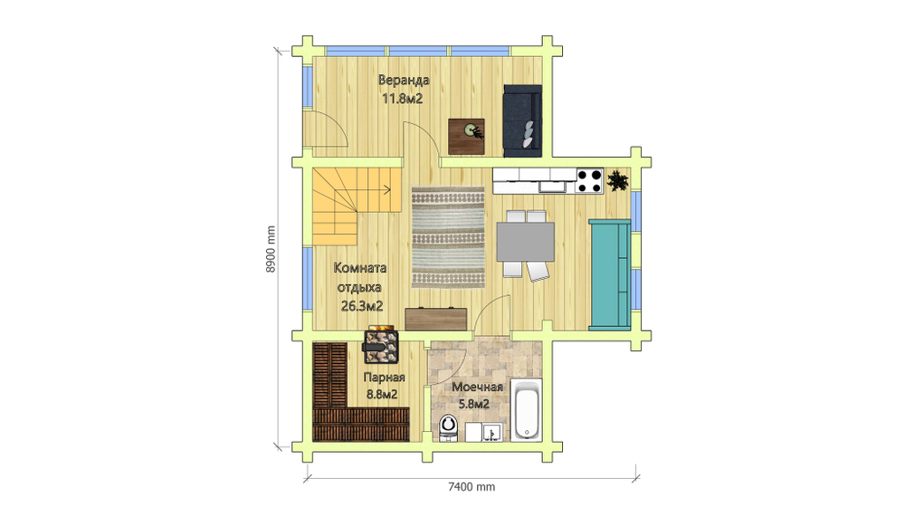 План первого этажа бани #1236